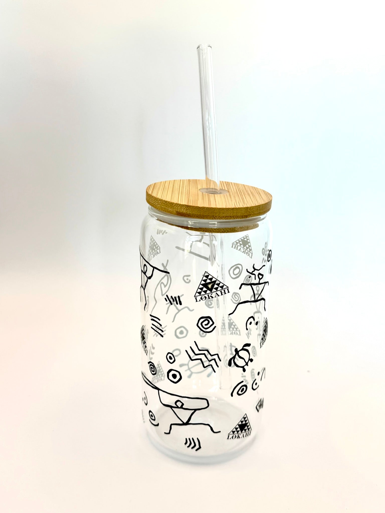 Bicchiere Vetro “petroglifico hawaiiano” – 450 ml