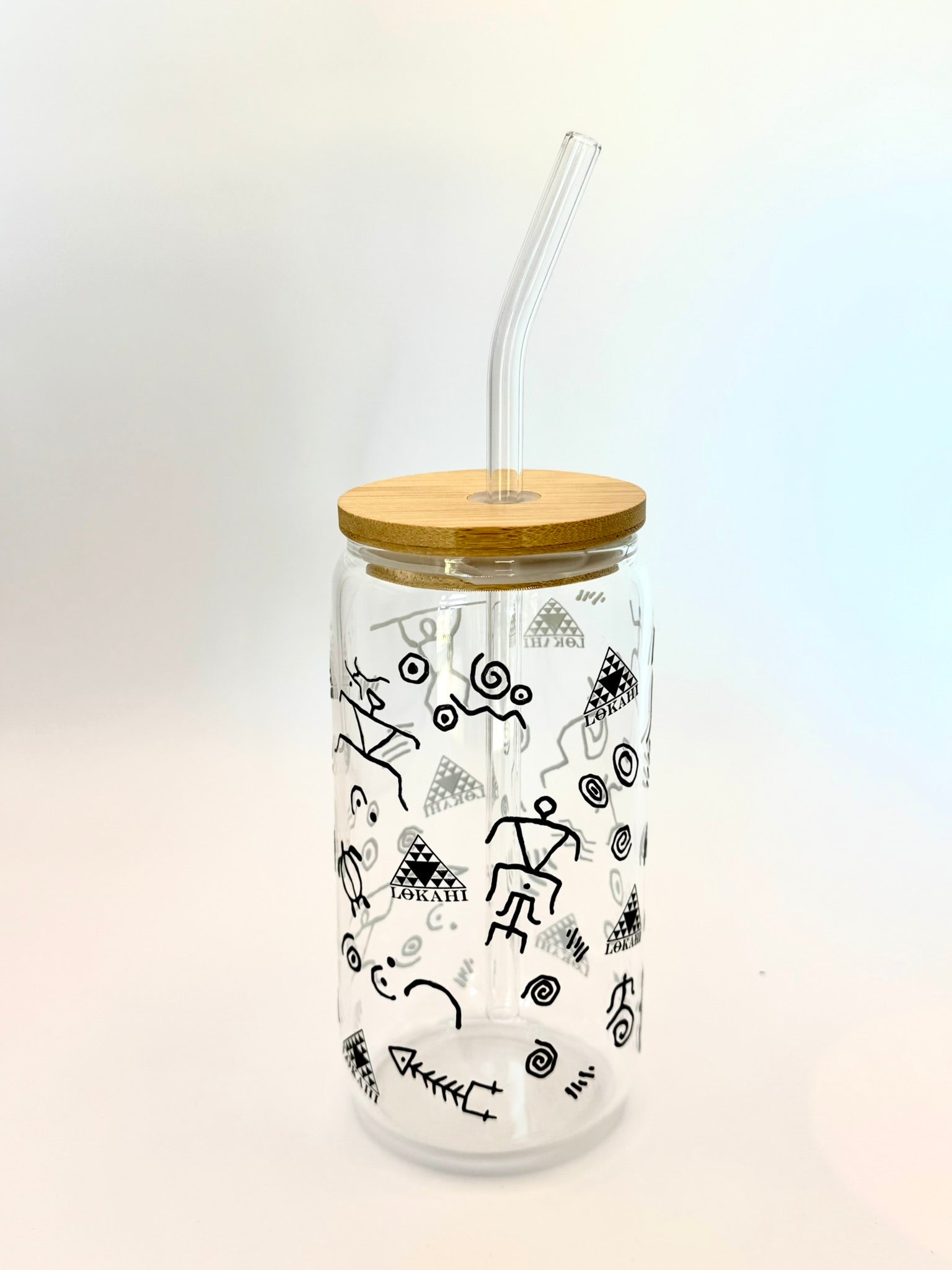 Bicchiere Vetro “petroglifico hawaiiano” – 450 ml