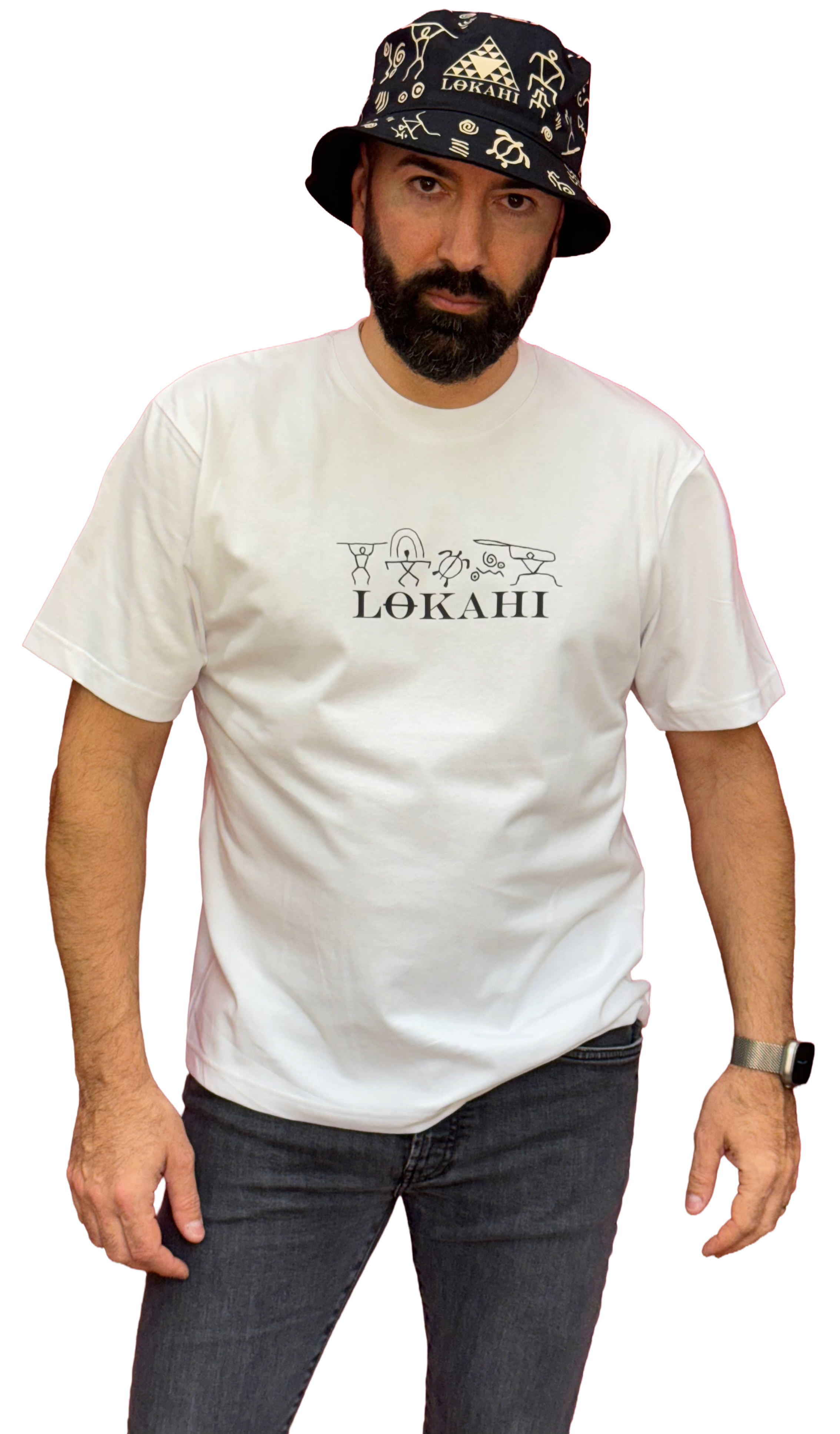 T-shirt Lokahi, Oversize, petroglifico hawaiano