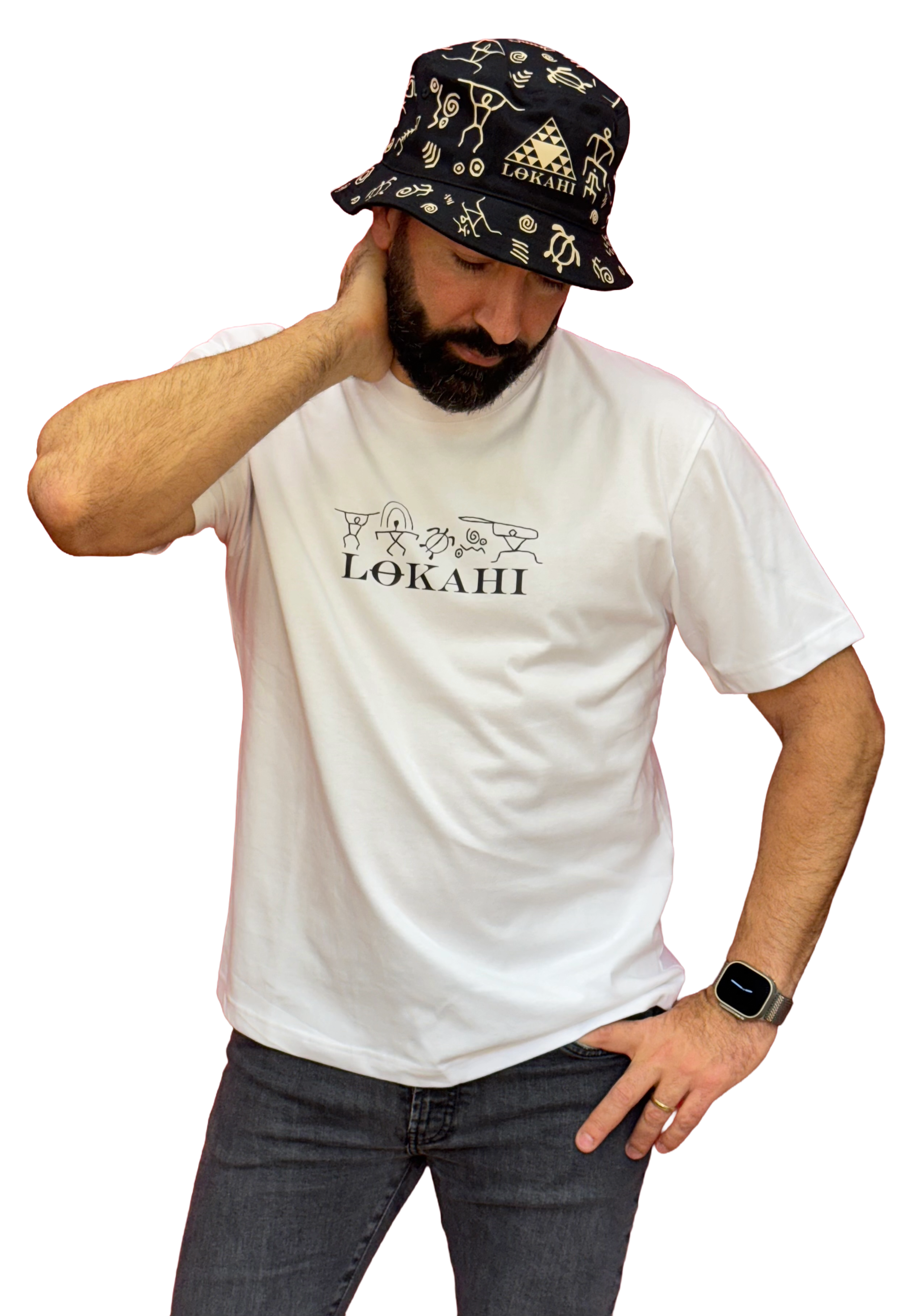 T-shirt Lokahi, Oversize, petroglifico hawaiano