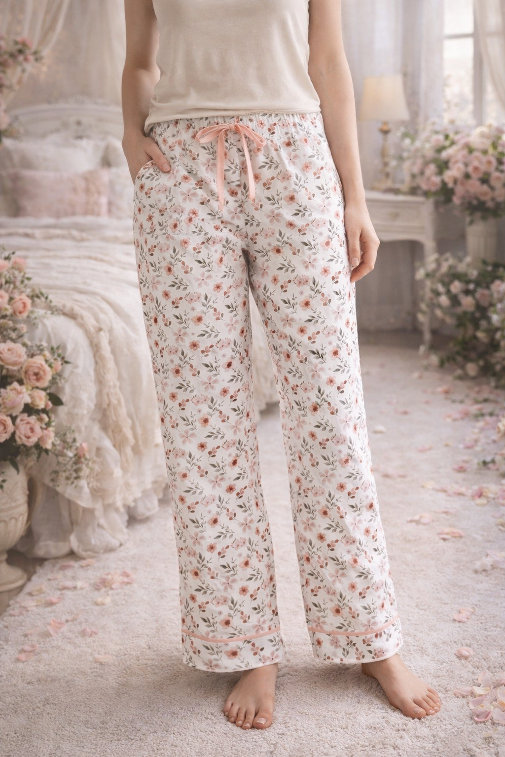 Pigiama pantalone lungo Mora, rosa antica