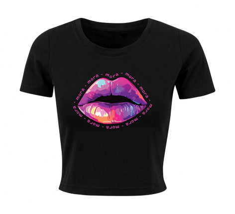 T-shirt corta Mora, labbra sexy colorate