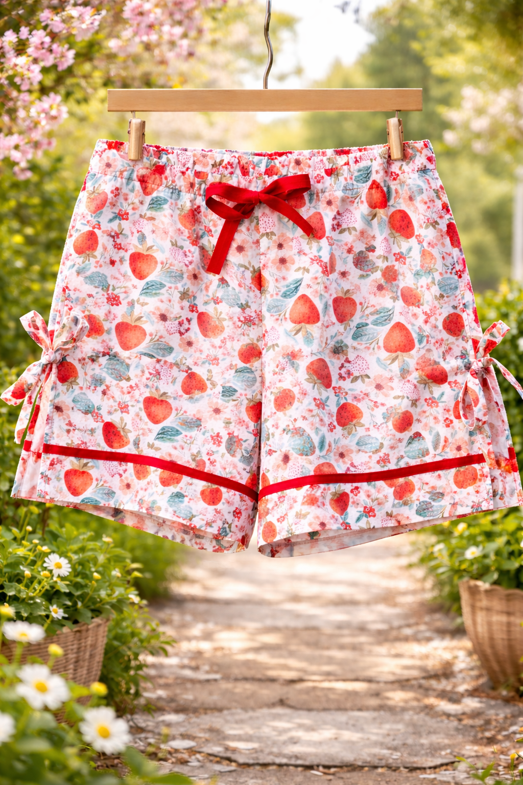 Pigiama pantalone corto Mora, fragola romantica