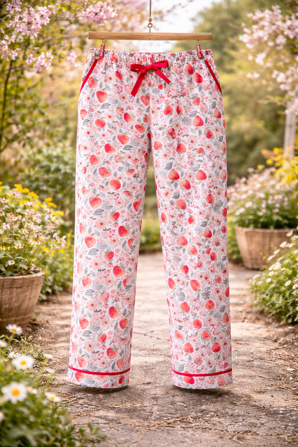 Pigiama pantalone lungo Mora, fragola romantica