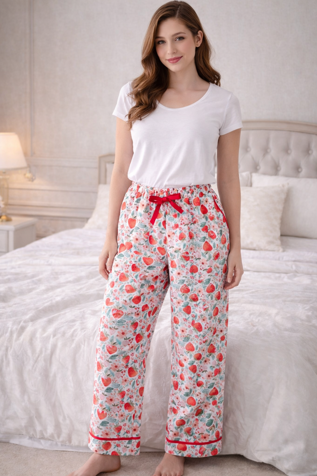 Pigiama pantalone lungo Mora, fragola romantica