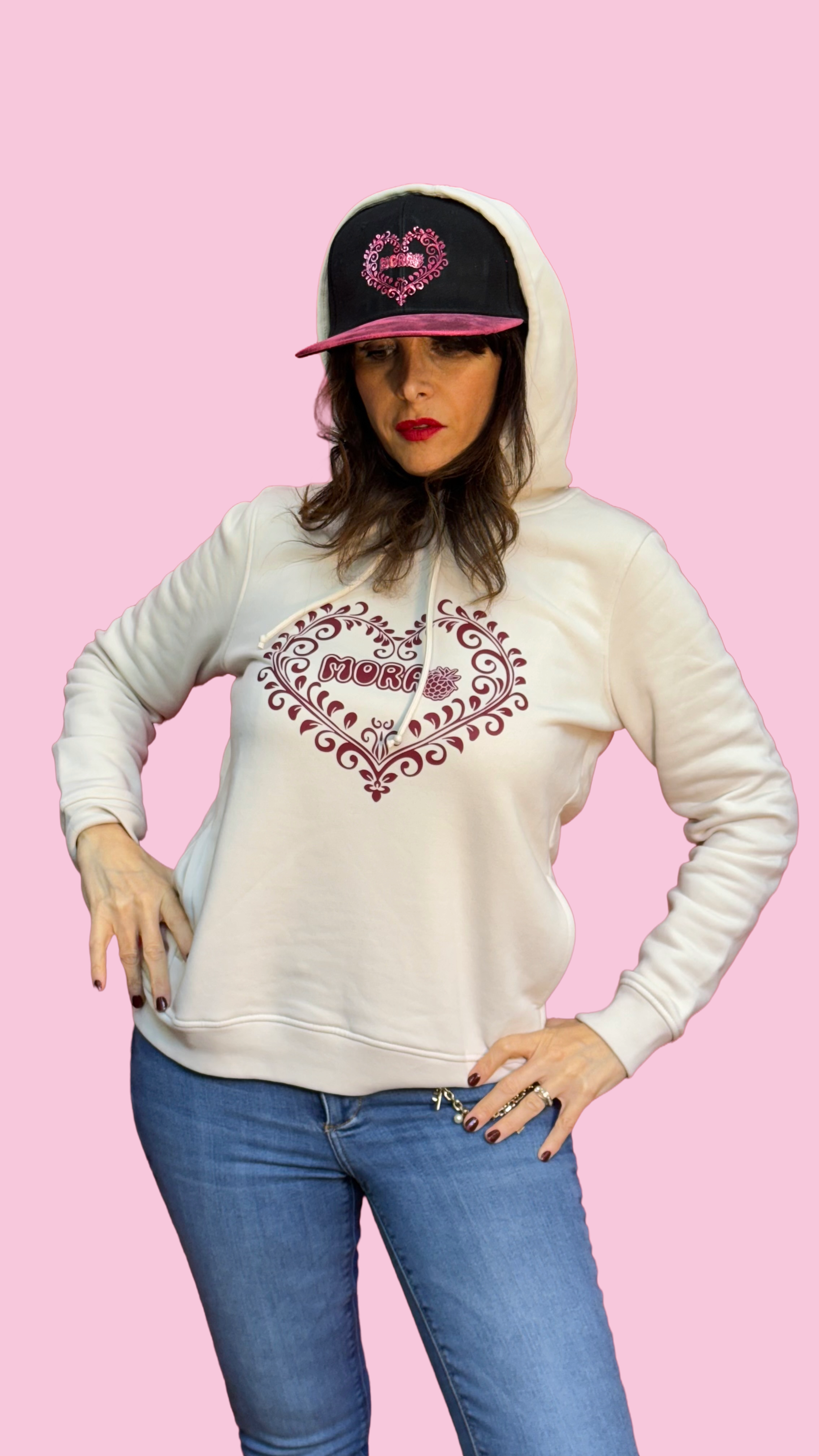 Felpa cappuccio Mora, logo mora