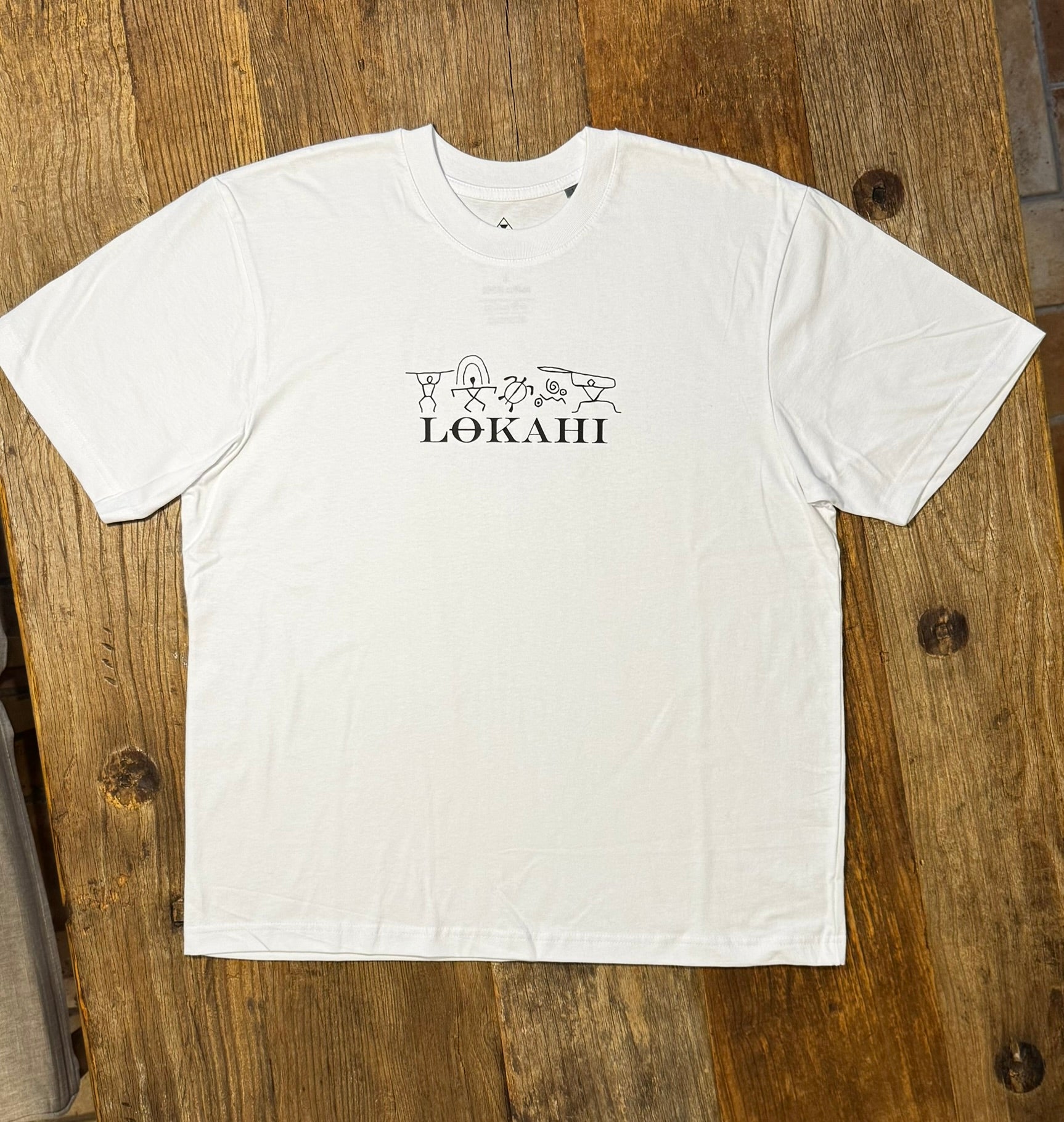 T-shirt Lokahi, Oversize, petroglifico hawaiano