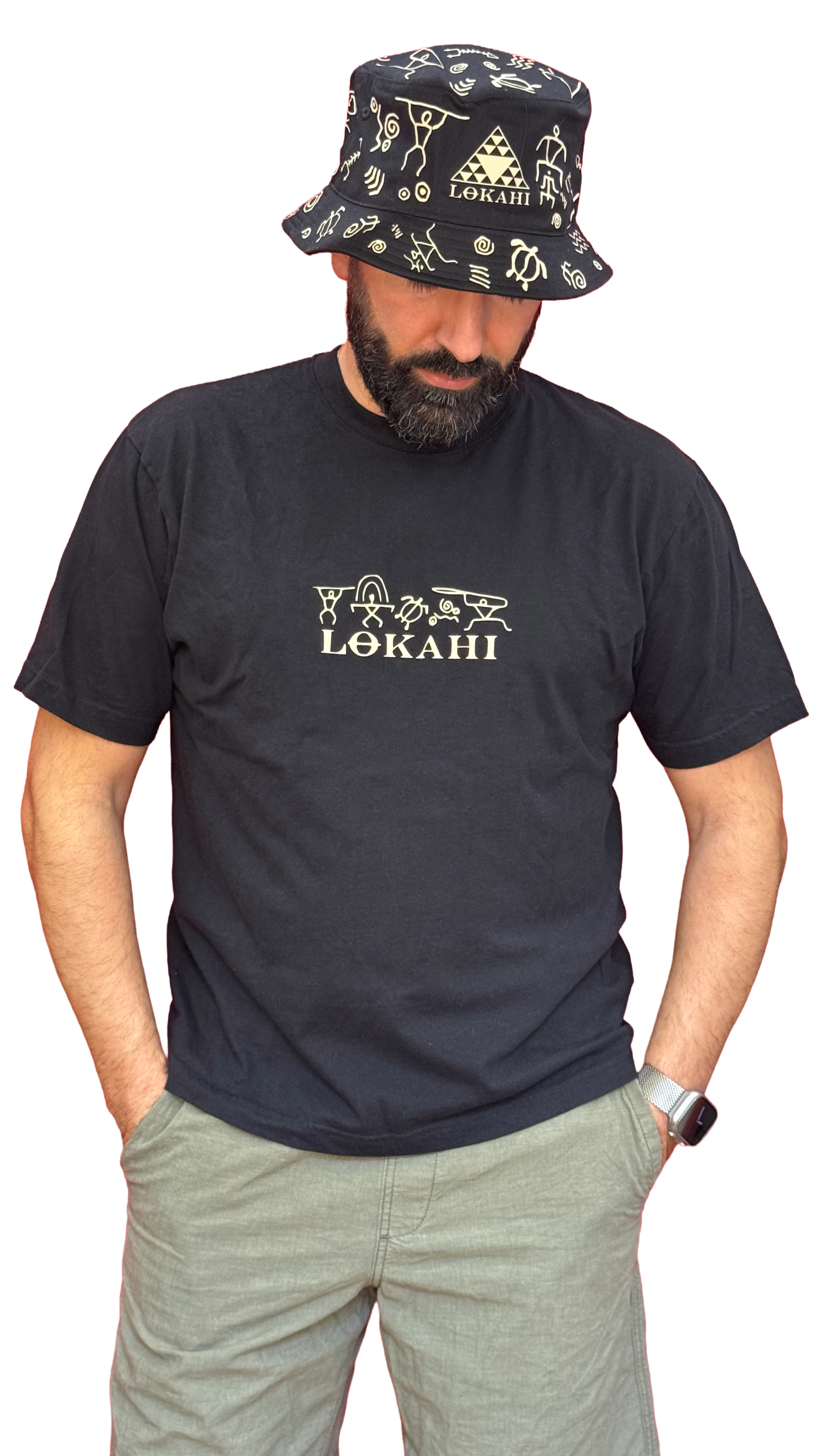 T-shirt Lokahi, Oversize, petroglifico hawaiano