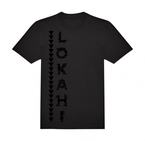 T-shirt Lokahi, vestibiltà normale, scritta verticale.