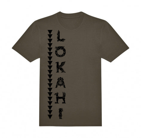 T-shirt Lokahi, vestibiltà normale, scritta verticale.