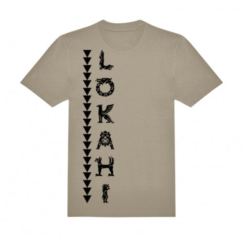 T-shirt Lokahi, vestibiltà normale, scritta verticale.