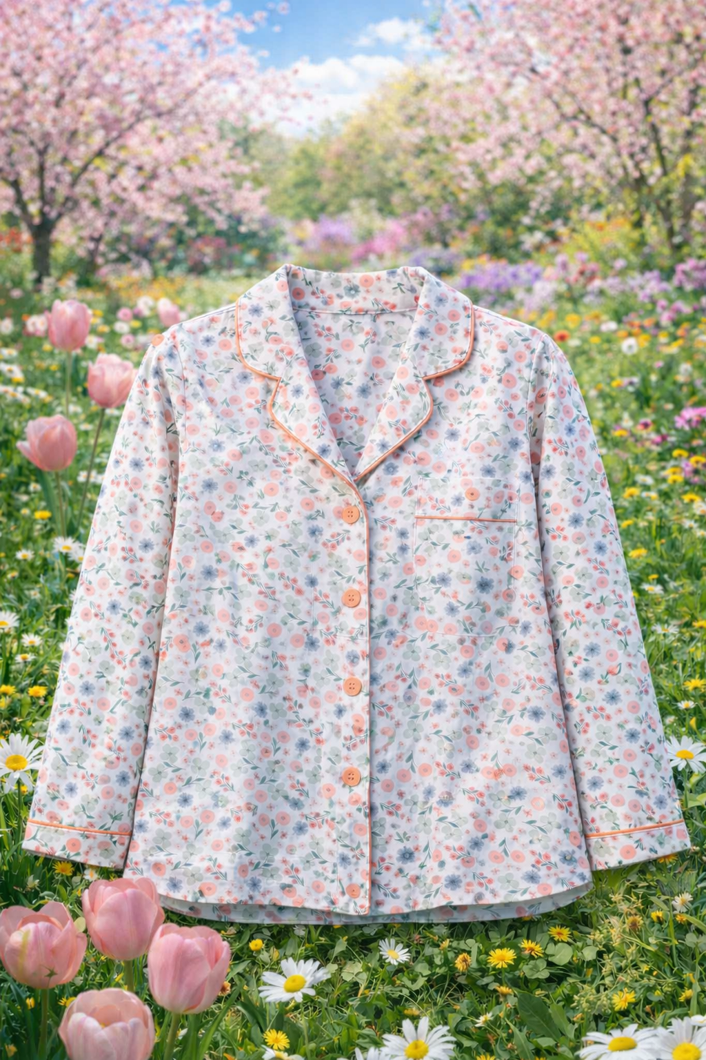 Pigiama camicia lunga Mora, fiori di campo